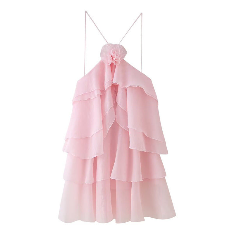 Women's Three-color Laminated Flower Decorative Dress Dresses