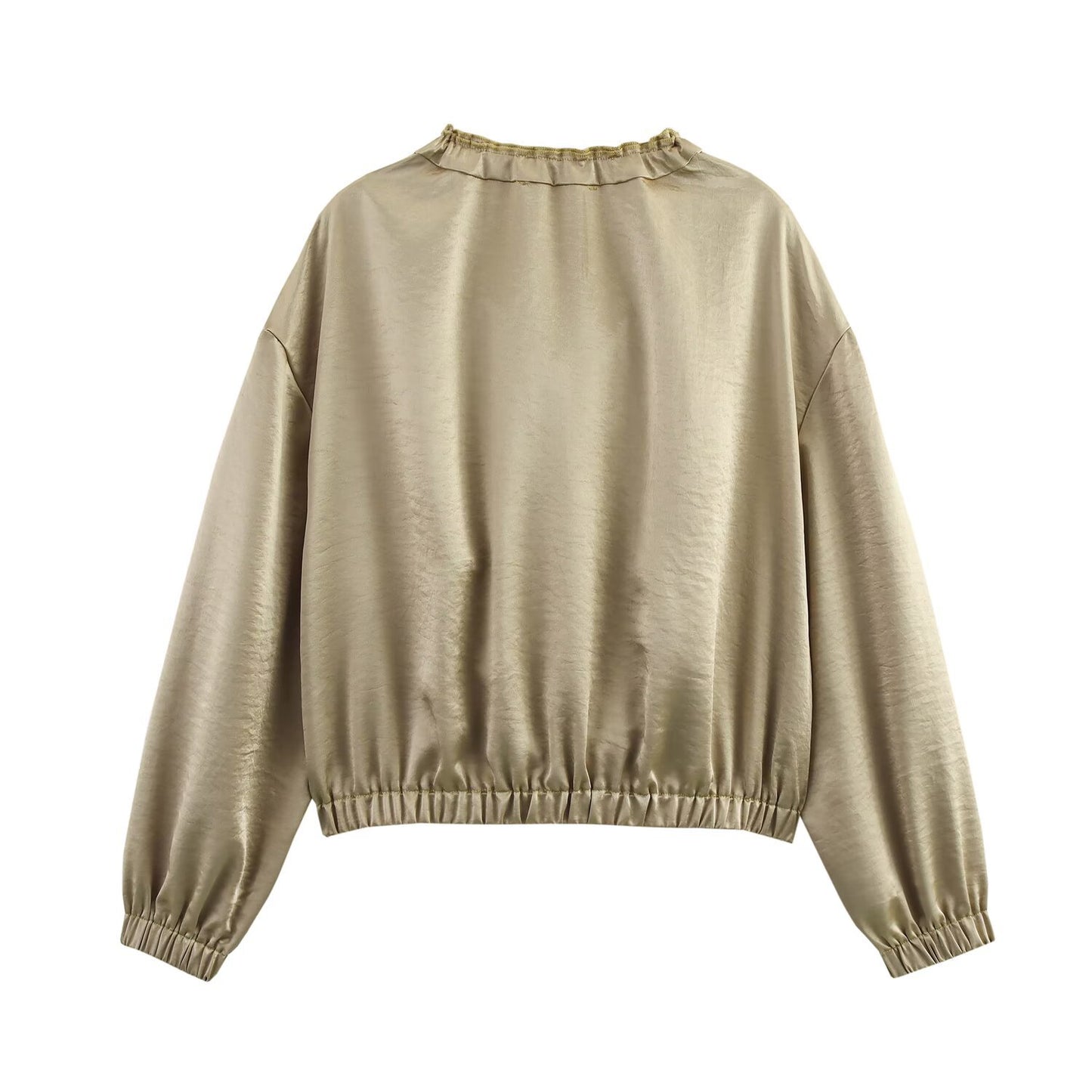 Women's Spring Laminated Decoration Silk Satin Texture Blouses
