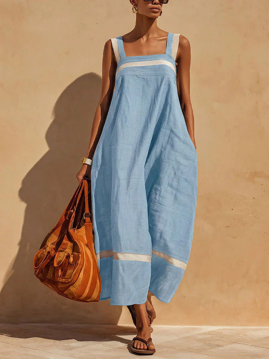 Women's Summer Sling Contrast Color Casual Fashion Jumpsuits
