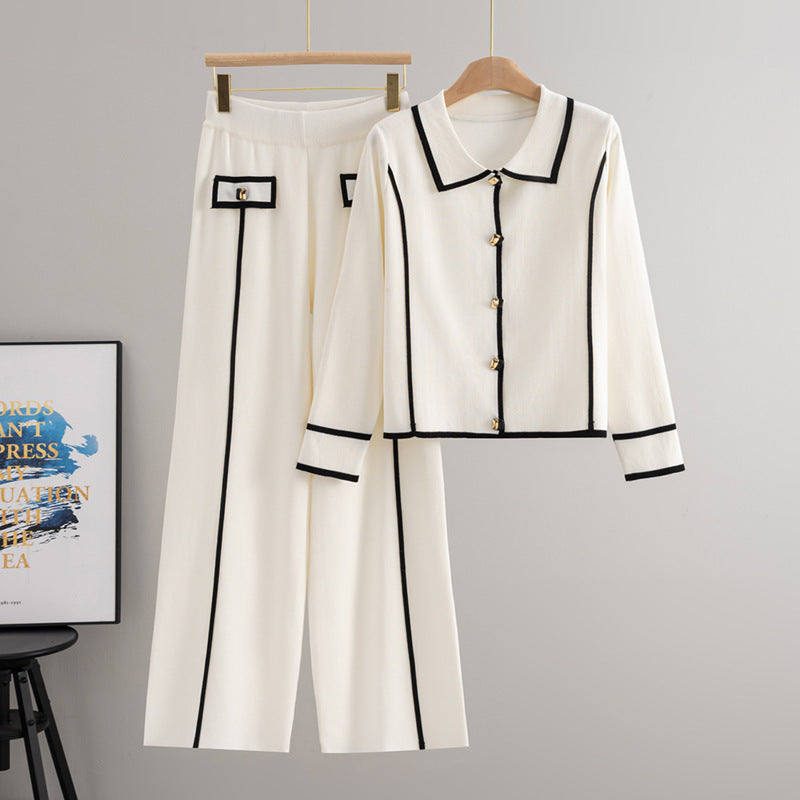Women's High Sense Polo Collar Temperament Knitting Fashion Casual Suit