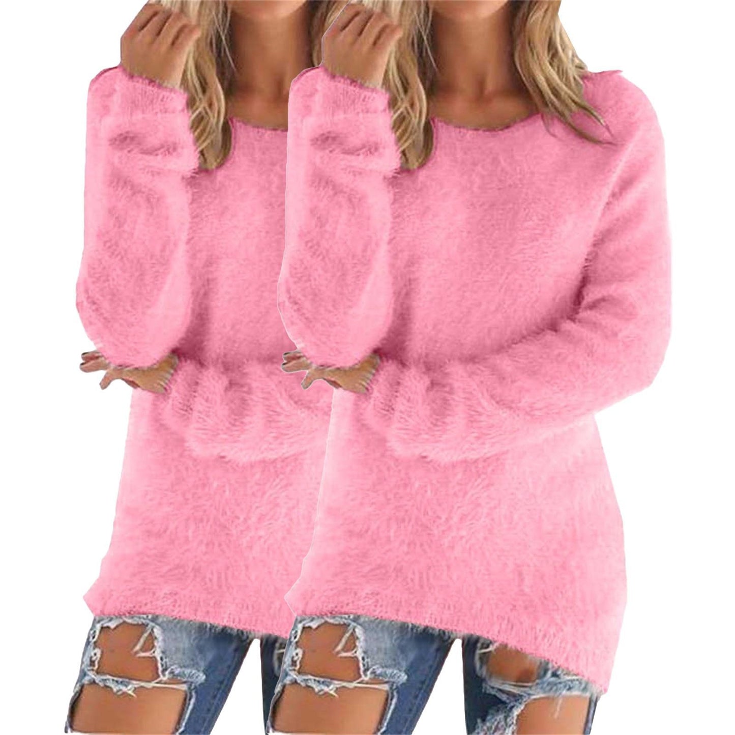 Women's Fashion Wear Winter Round Neck Fleece Sweater