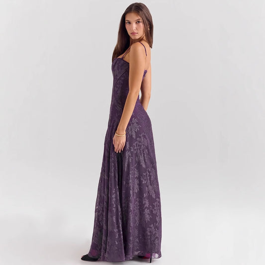 Women's Sling Tulle Formal Dress Flower Lace Dresses