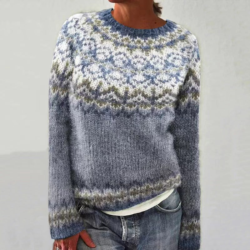 Women's Round Neck Multicolor Loose Fashion Pullover Sweater