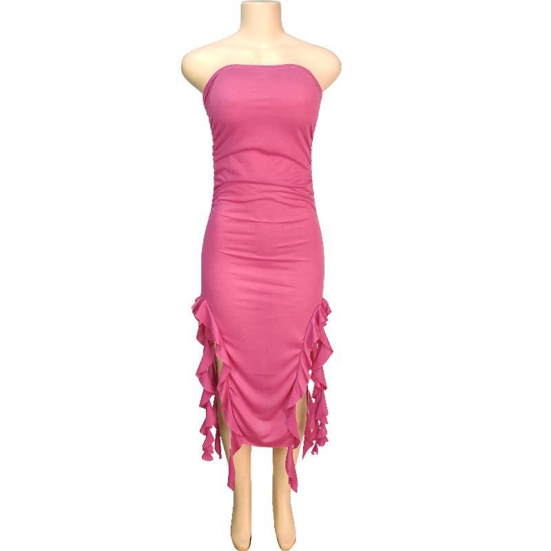Women's Fashion Sexy Personalized Chest Wrap Irregular Dresses