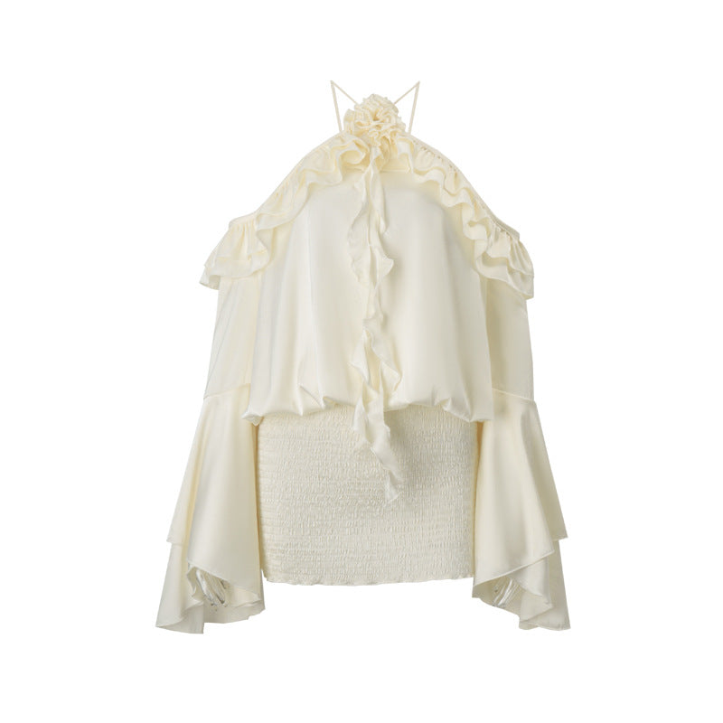 Women's Sexy Pure Desire French Style Temperament Ruffled Flare Dresses
