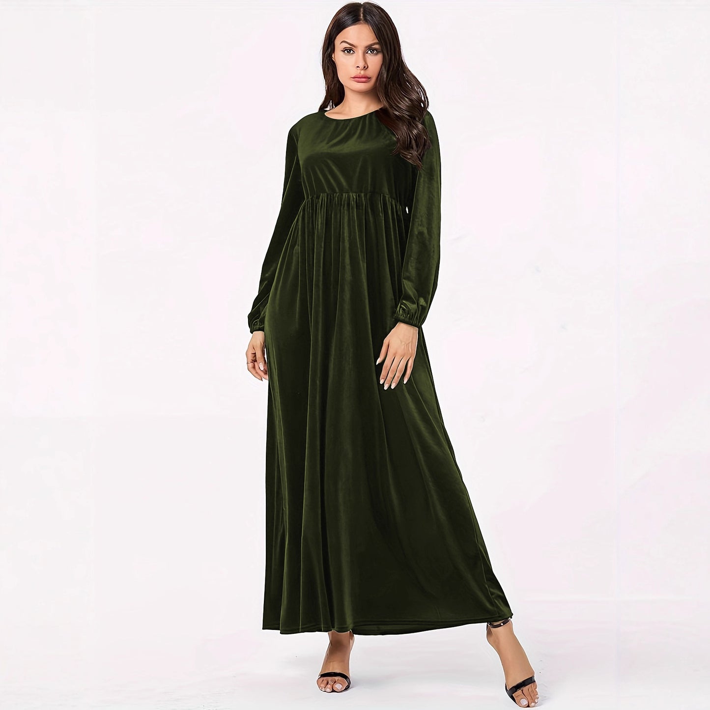Women's Sexy Round Neck Long Sleeve Veet Dress