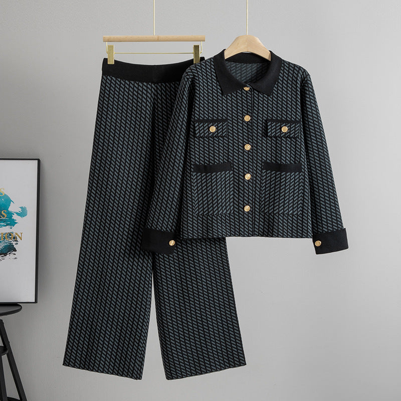 Women's European Goods Casual Fashion Two-piece Collar Suits