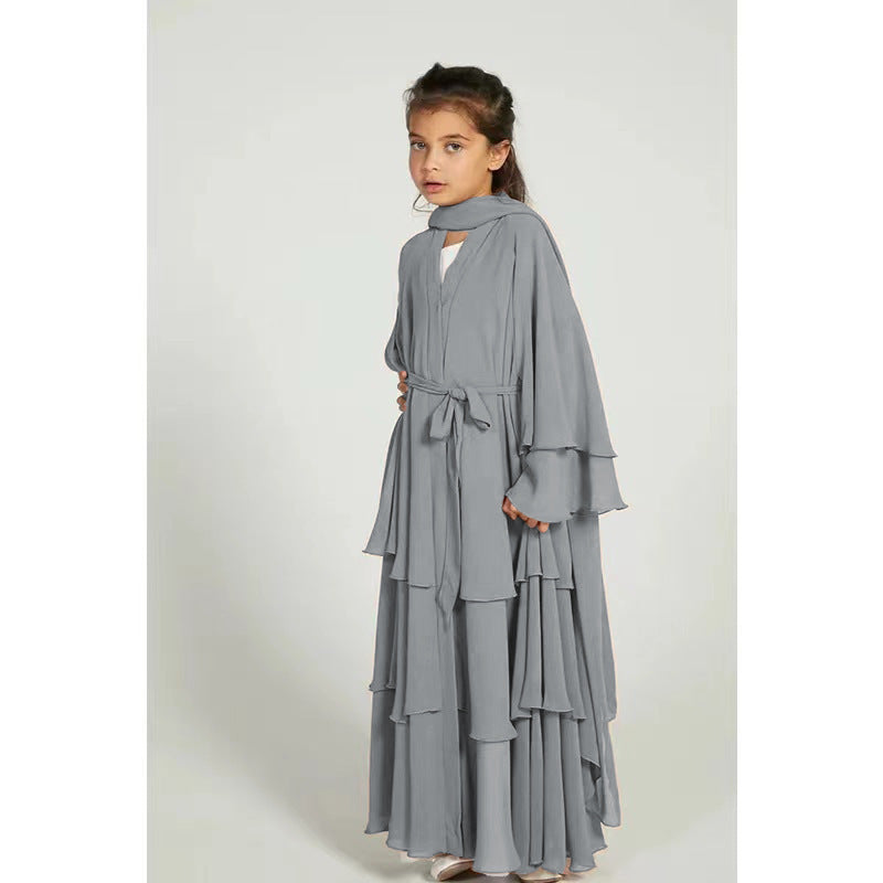Children's Chiffon Elegant Belted Sweet Fresh Without Dress
