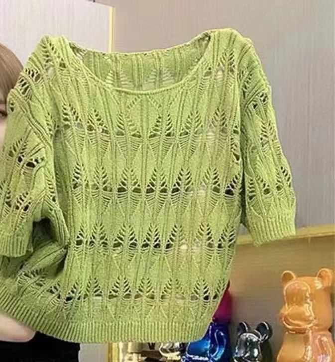 Women's Summer Thin Design Korean Style Ice Silk Elegant Sweaters