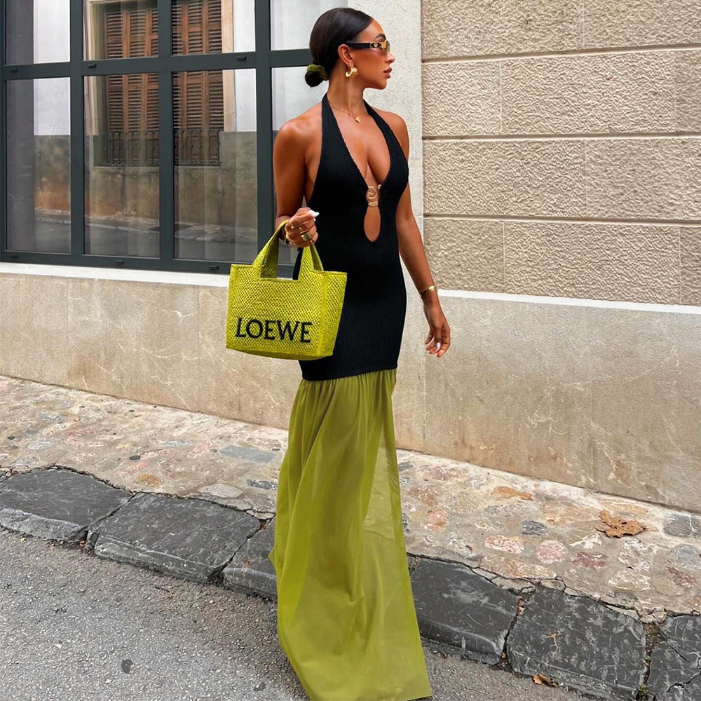 Women's Autumn Backless Sleeveless Cutout Dress Dresses