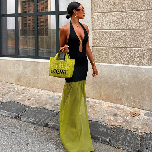 Women's Autumn Backless Sleeveless Cutout Dress Dresses