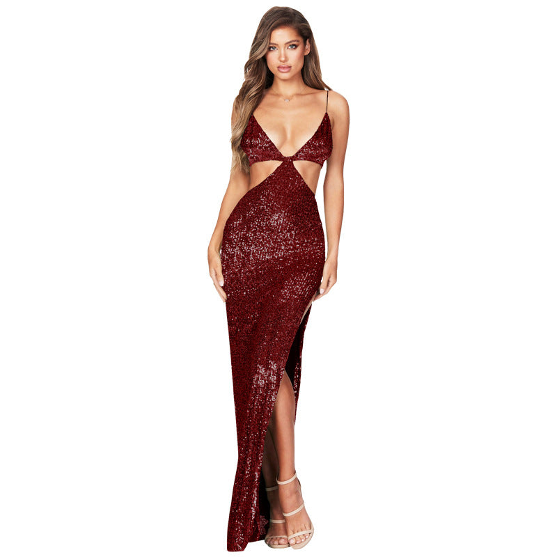 Women's Summer Split Backless Hollow Dress Sweet Spicy Clothing