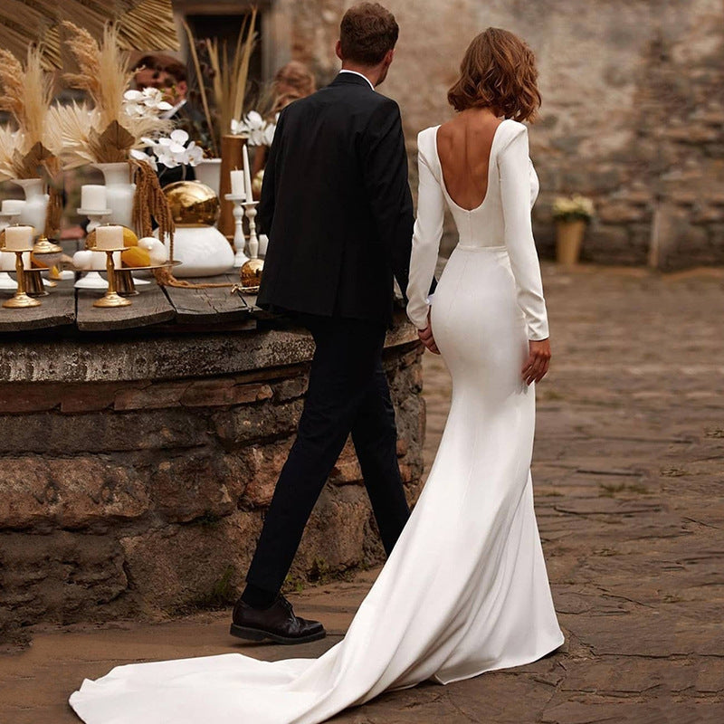 Light Dress Simple Graceful Bride Fishtail Wedding Dresses