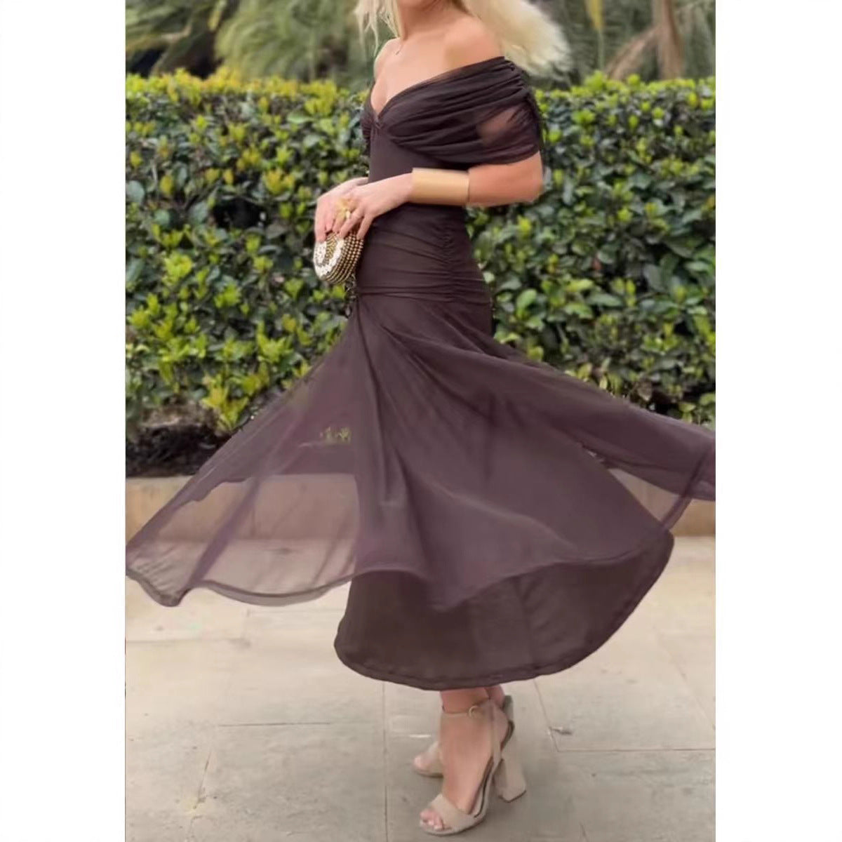 Women's Slouchy Chiffon Design Dress Lined Dresses