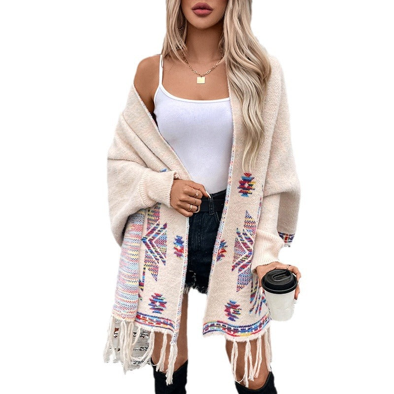 Women's Aztec Pop Geometric Jacquard Ethnic Style Tassel Women's Sweater