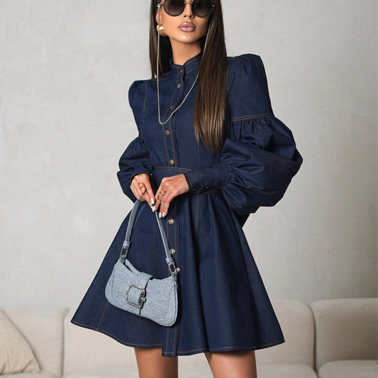 Shirt Dress Niche Design Lantern Sleeve Dresses