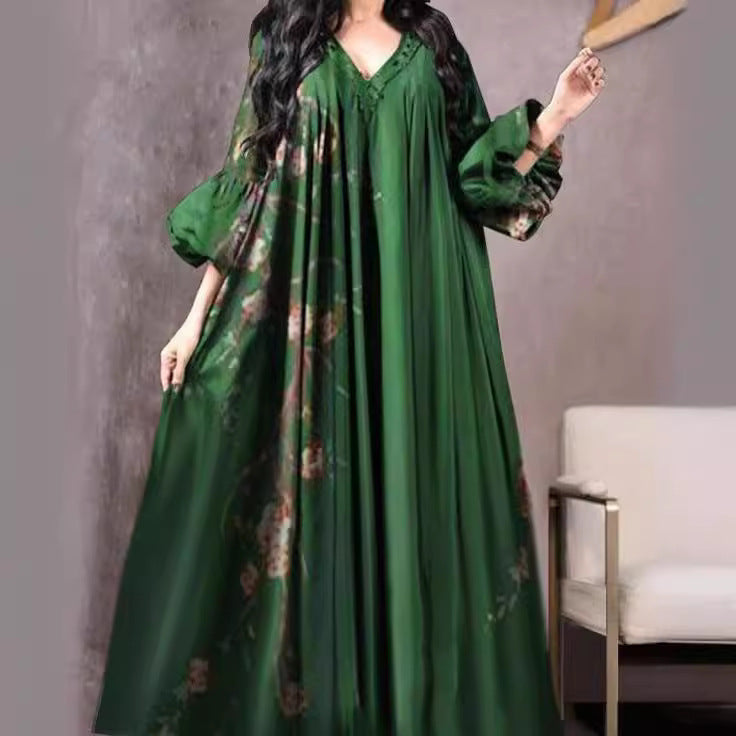 Women's Digital Printing Loose Dress Robe Dresses