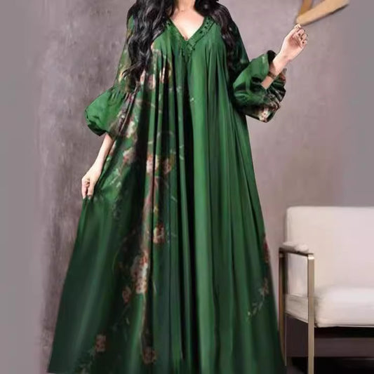 Women's Digital Printing Loose Dress Robe Dresses
