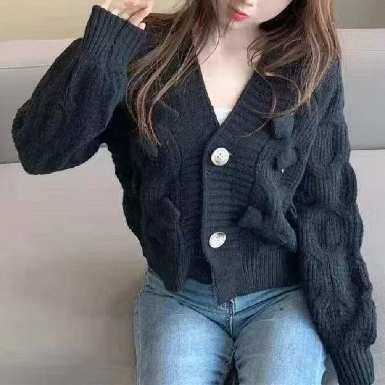 Women's Fashion Design Bow For French Sweet Idle Style Loose Sweater