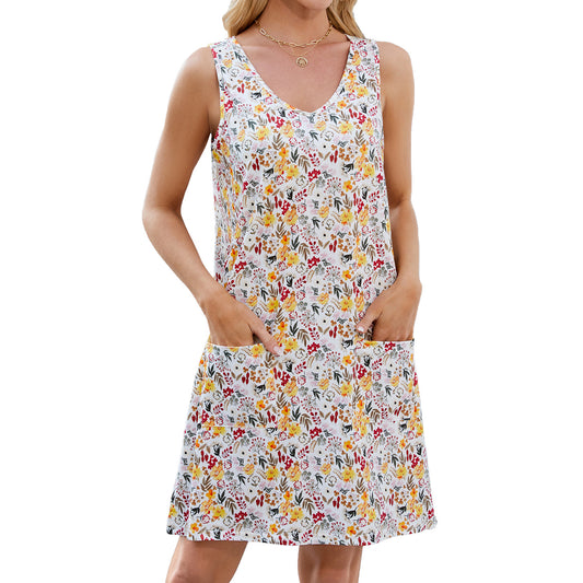 Printed Sling Loose Casual Sleeveless Dress Dresses