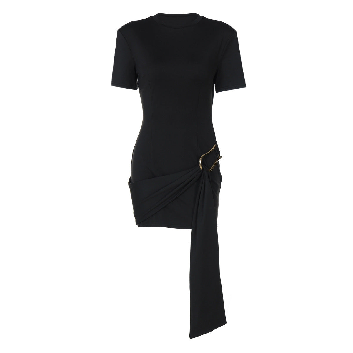 Women's Fashion Elegant Metal Buckle Decoration Round Dresses