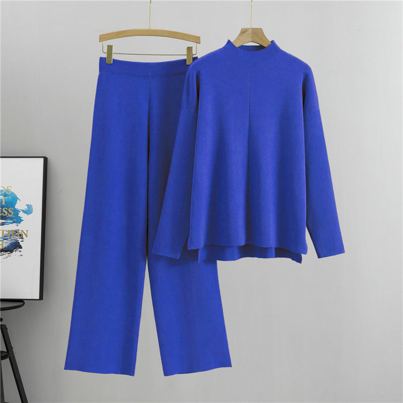 Women's Loose Irregular Knitted Wide Leg Two-piece Fashion Casual Suit