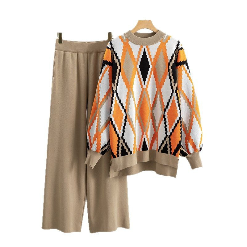 Women's Knitted Sports Leisure Stylish Loose Two-piece Fashion Casual Suit