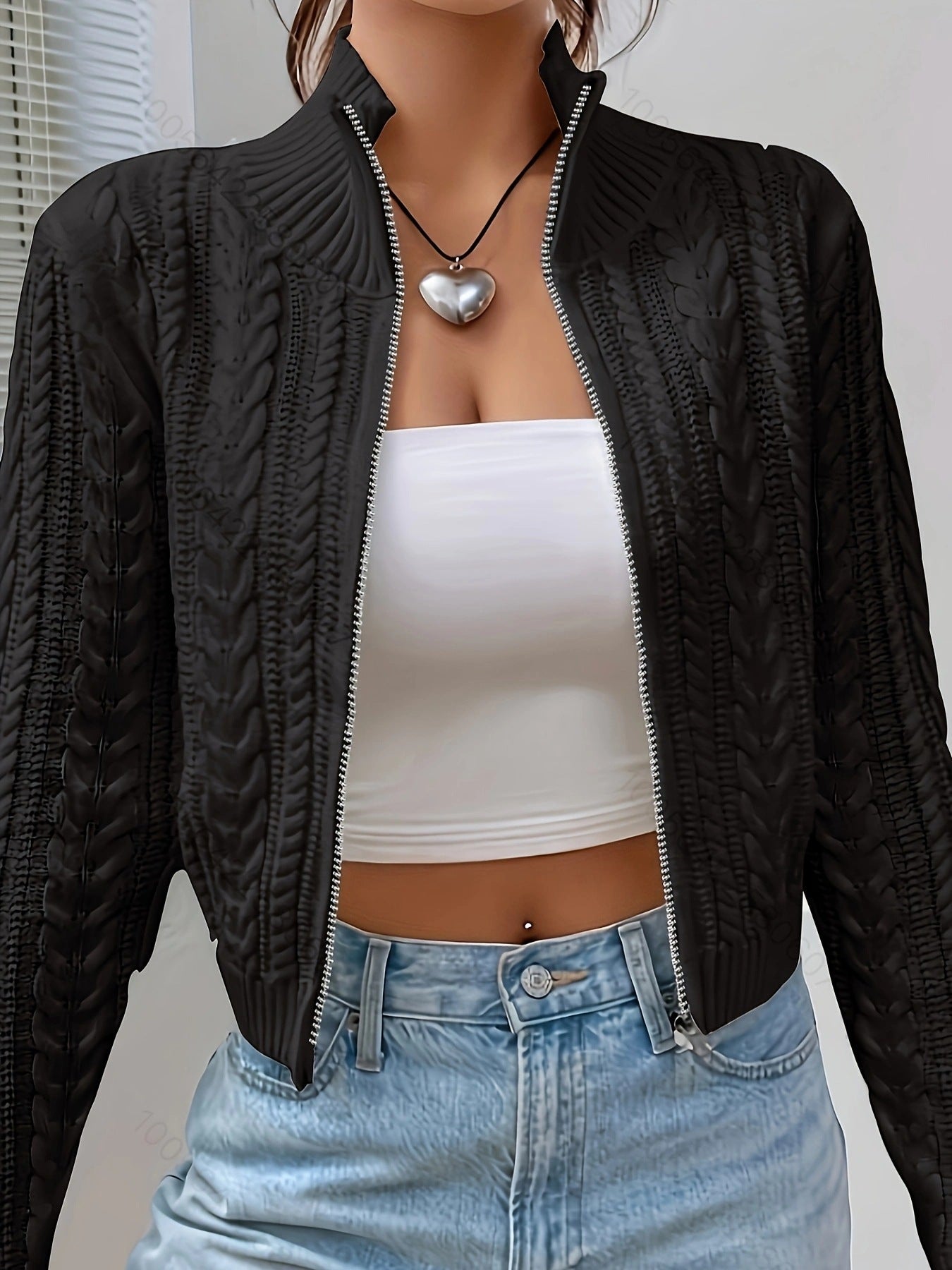 Innovative Women's Zipper Knitted Female Twist Women's Sweater