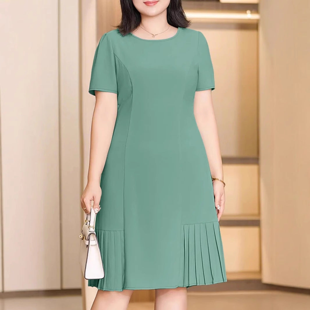 Women's Round Neck Sleeve Casual A- Line Dress