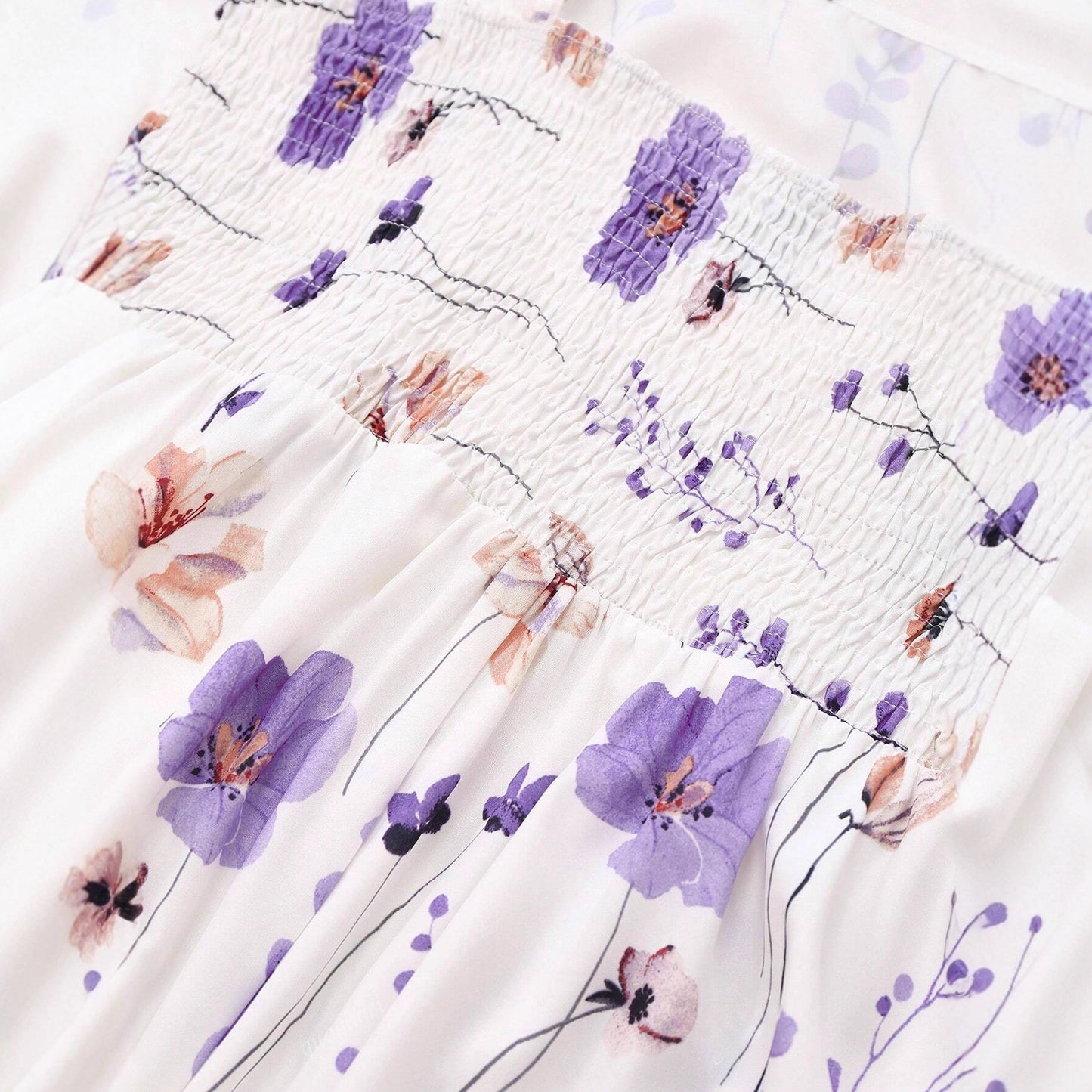 Women's Two-piece Purple Printed Elegant Suspender Dress