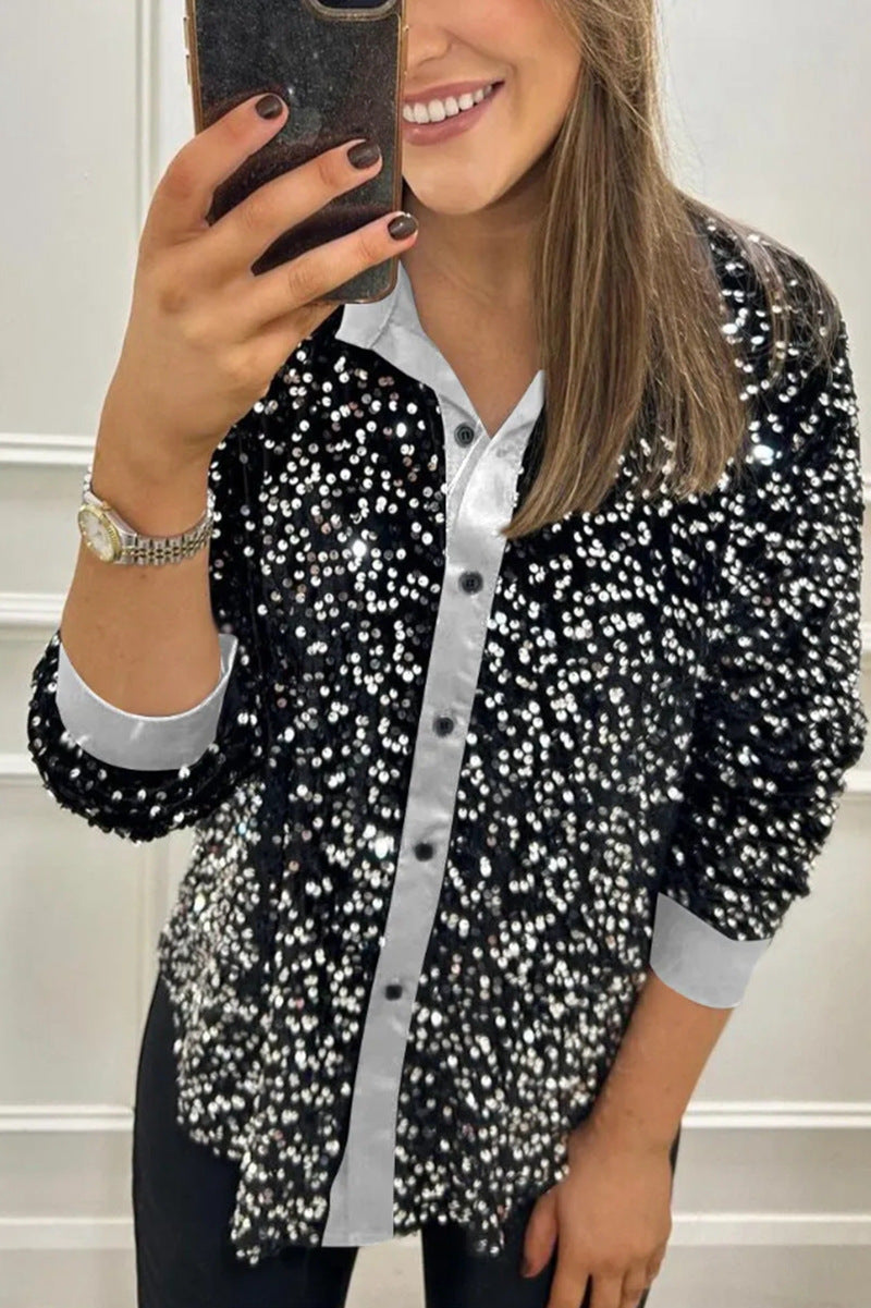 Women's Winter Solid Color Lapel Long Sleeve Tops