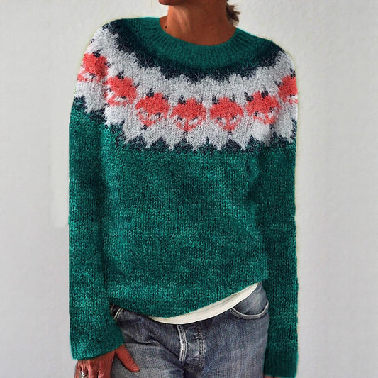 Women's Round Neck Multicolor Loose Fashion Pullover Sweaters