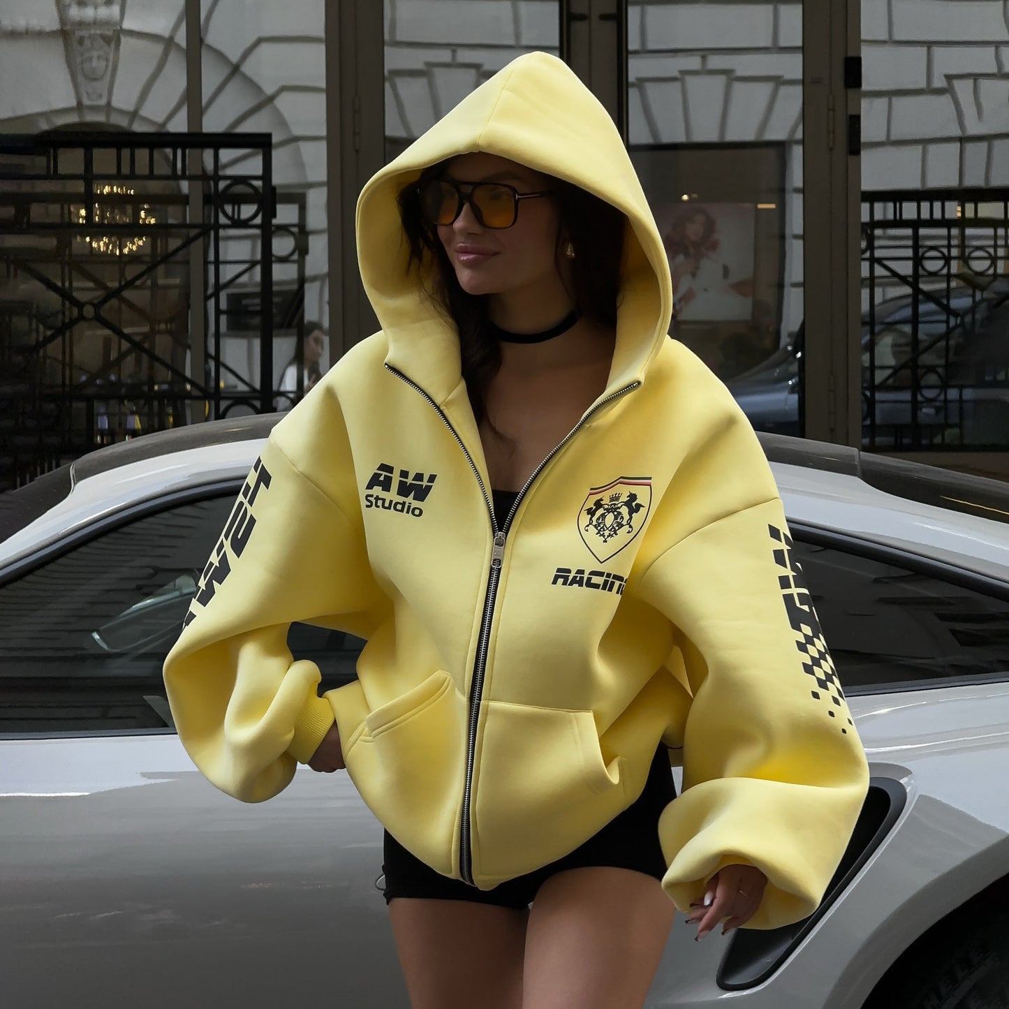 Women's High Street Style Personalized Printed Zipper Sweaters