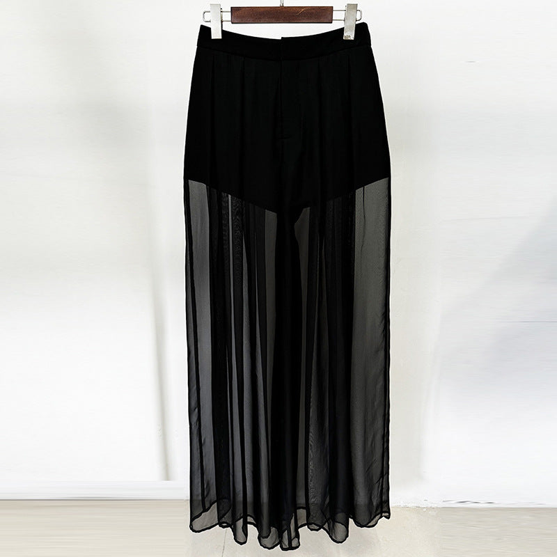 Early Spring Mesh Splicing Beads Chiffon Fashion Casual Suit