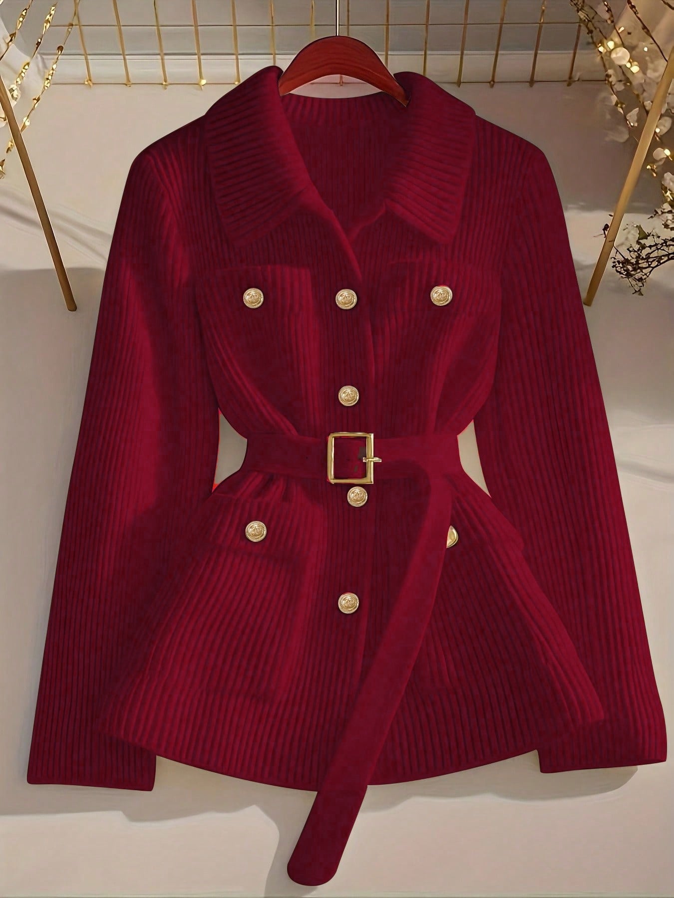 Women's Elegant Casual Solid Color With Belt Thickened Women's Sweater