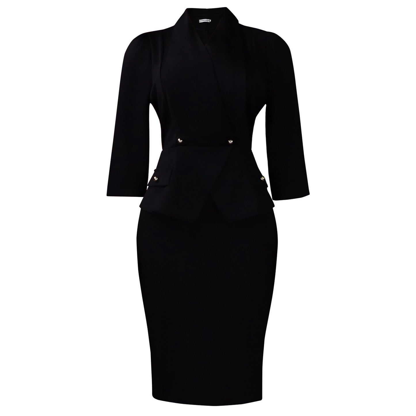 Women's Fashion Elegant Lapel Three-quarter Sleeve Ol Dress