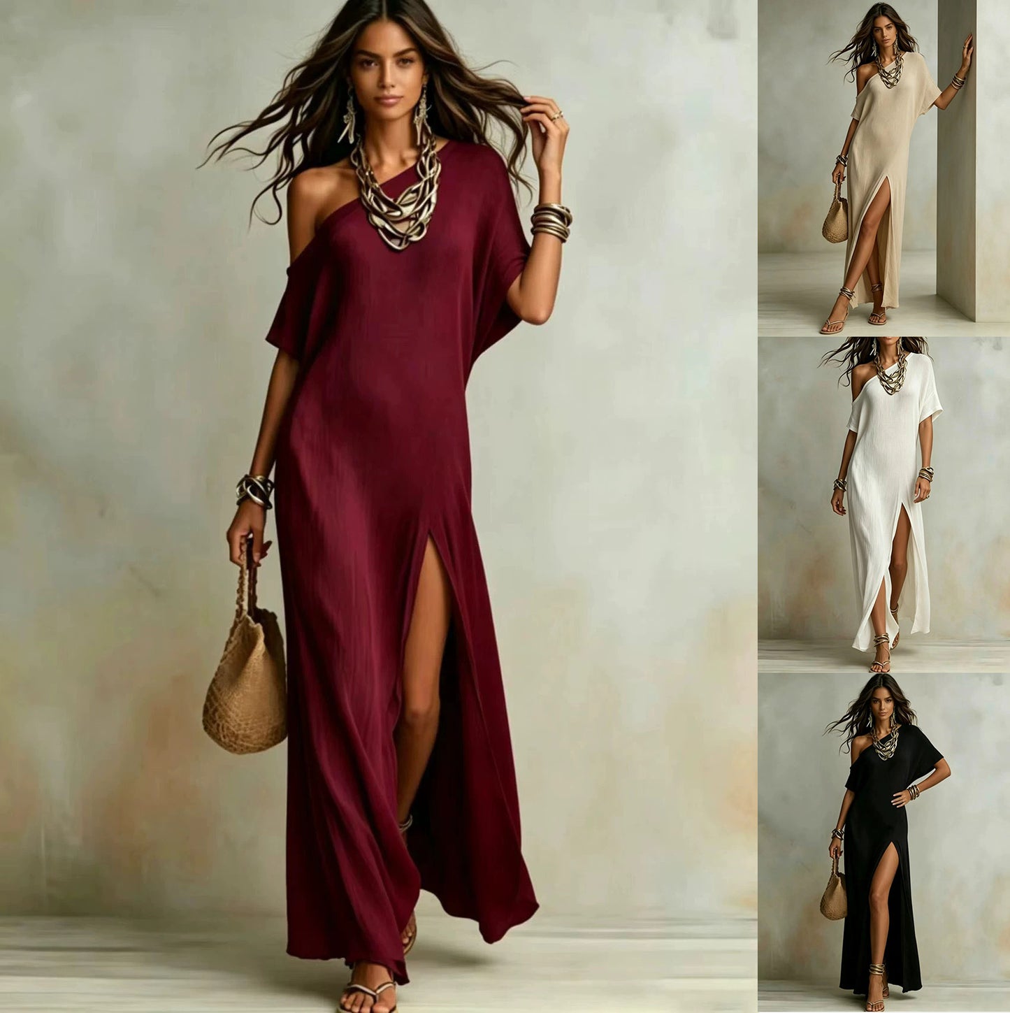 Women's Summer Elegant Sleeve Cotton Linen Fold Dress