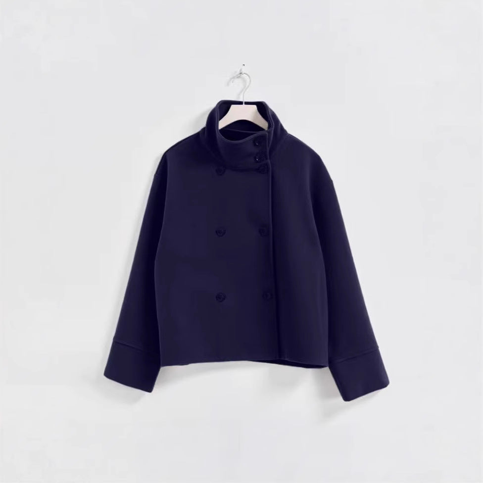 Graceful Stand Collar Double Breasted Woolen Coats
