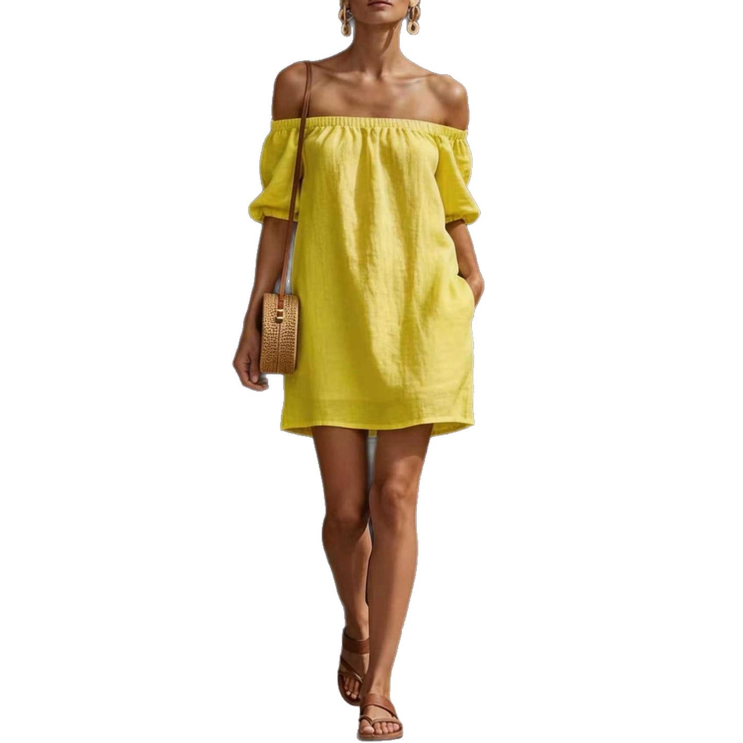 Women's Summer Cotton Linen Fashion Loose Temperament Solid Dress