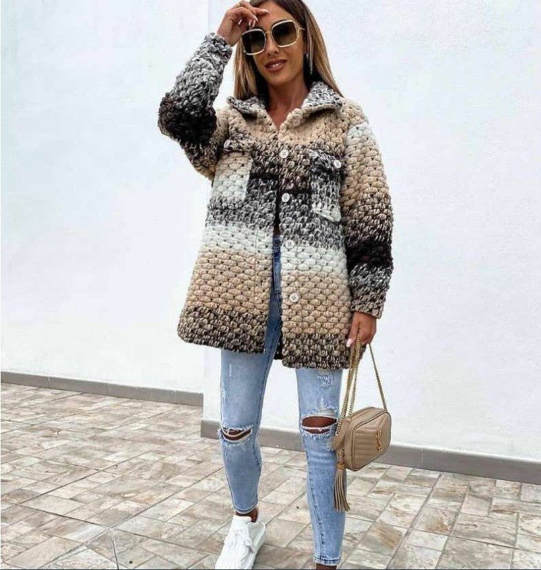 Women's Elegant Fashion Printing Woolen Cloth Jackets
