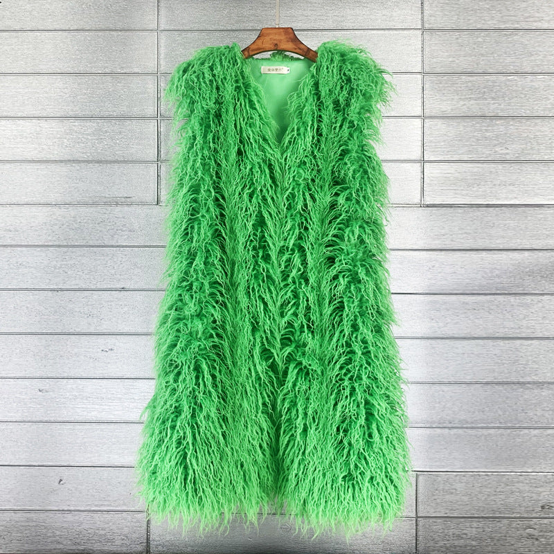 Women's Winter Lengthened Imitated Tibet Sheep Fur Coats