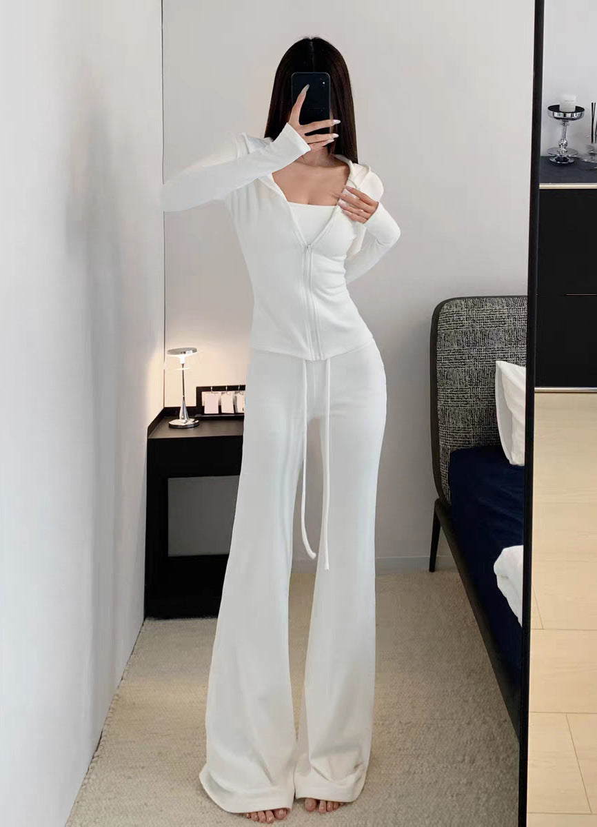 Autumn Simple Comfortable Tight-fitting Cinched Single-breasted Drawstring Trousers Suits