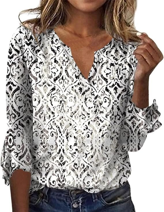 Women's Long-sleeved Printed Ethnic Fashion T-shirt Blouses