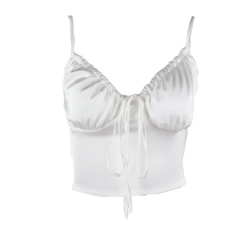 Pure Desire Backless Silk Pleated Suspender Tops