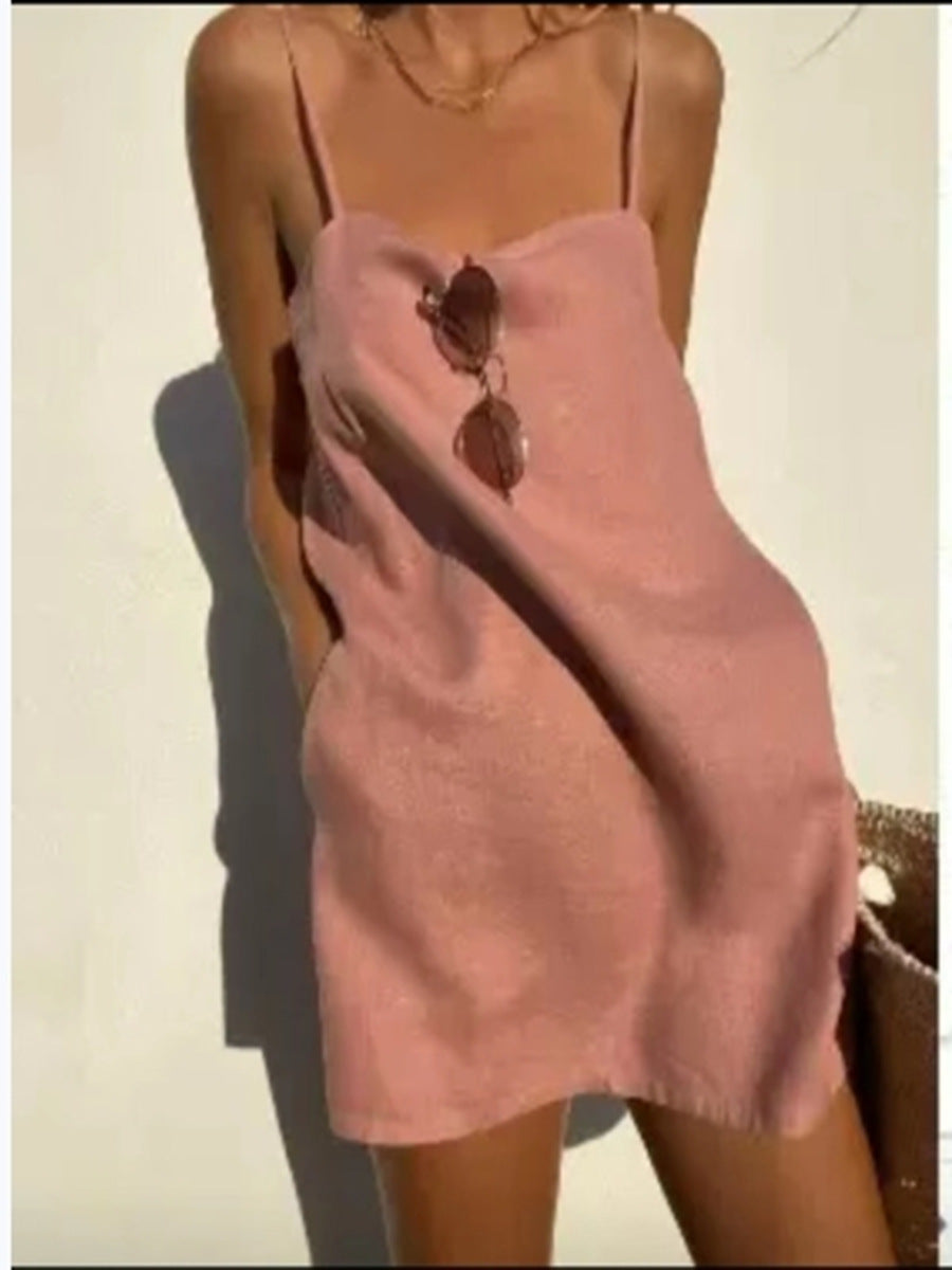 Women's Cotton Linen Style Comfortable Holiday Dress Dresses