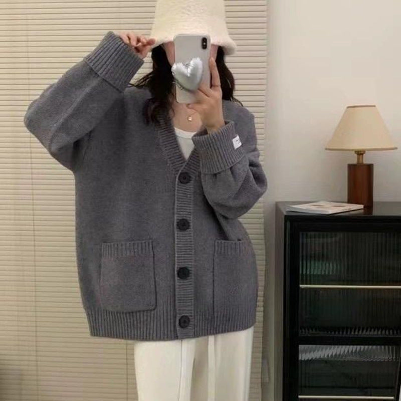 Women's Korean Loose High-grade Knitted Curling Sleeves Labeling Soft Glutinous Sweater