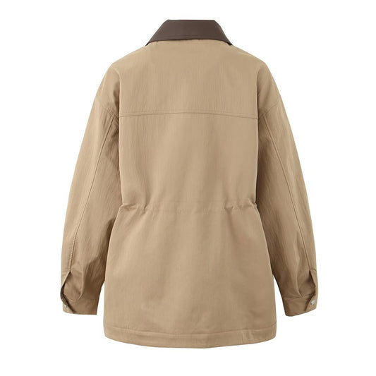 Fashion Overalls Long Sleeve Waist Trimming Coats