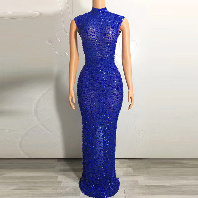 Bride Diamond Long Prom Bridal Gown Evening Dresses