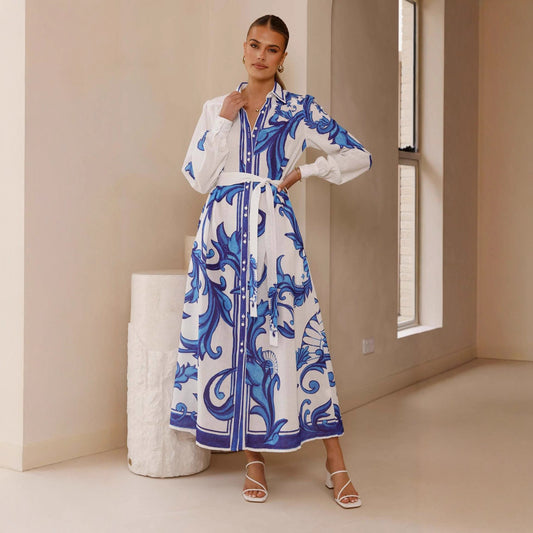 Linen Loose Casual Belt Waist Puff Dresses