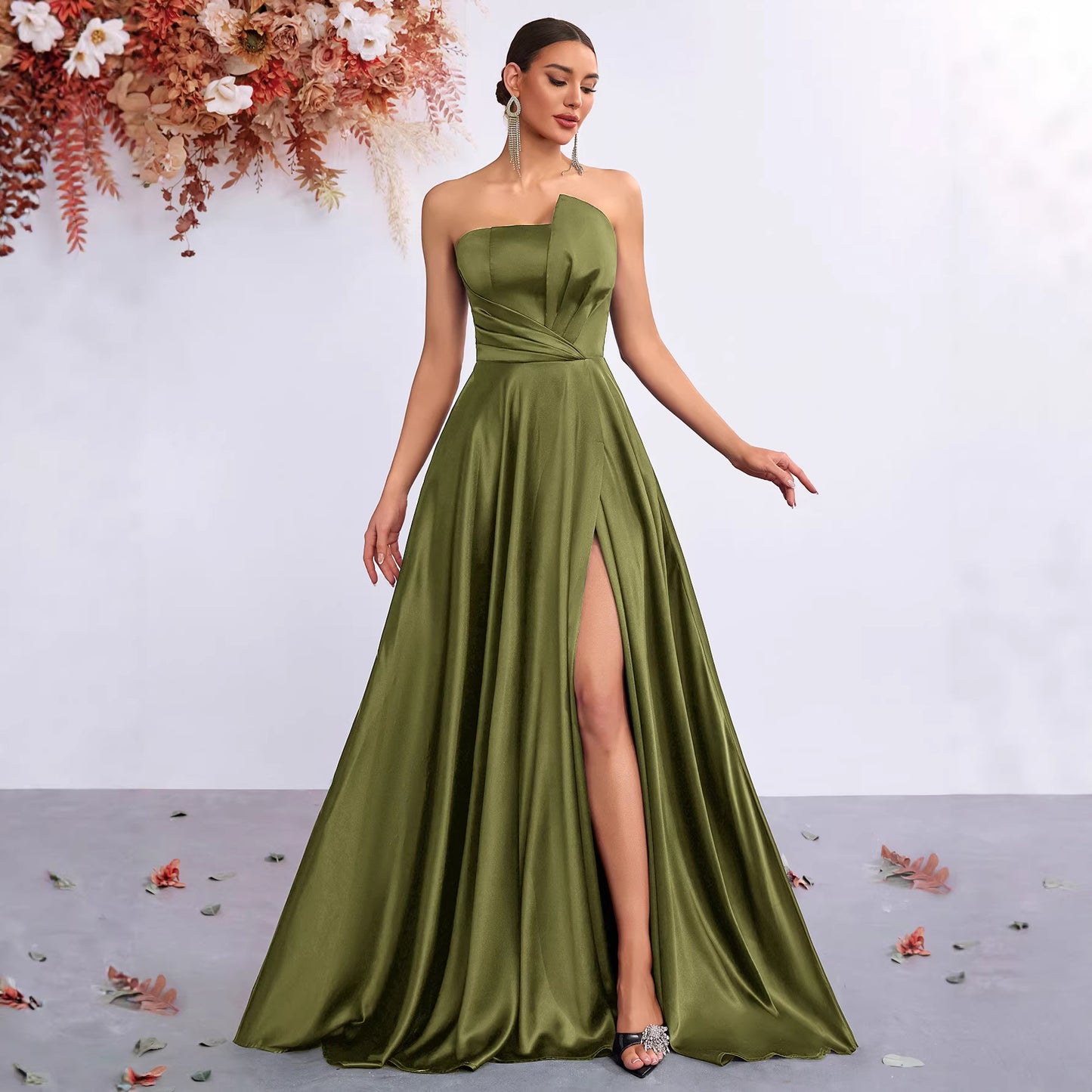 Sexy Tube Elegant Waist Slit High-grade Banquet Tops